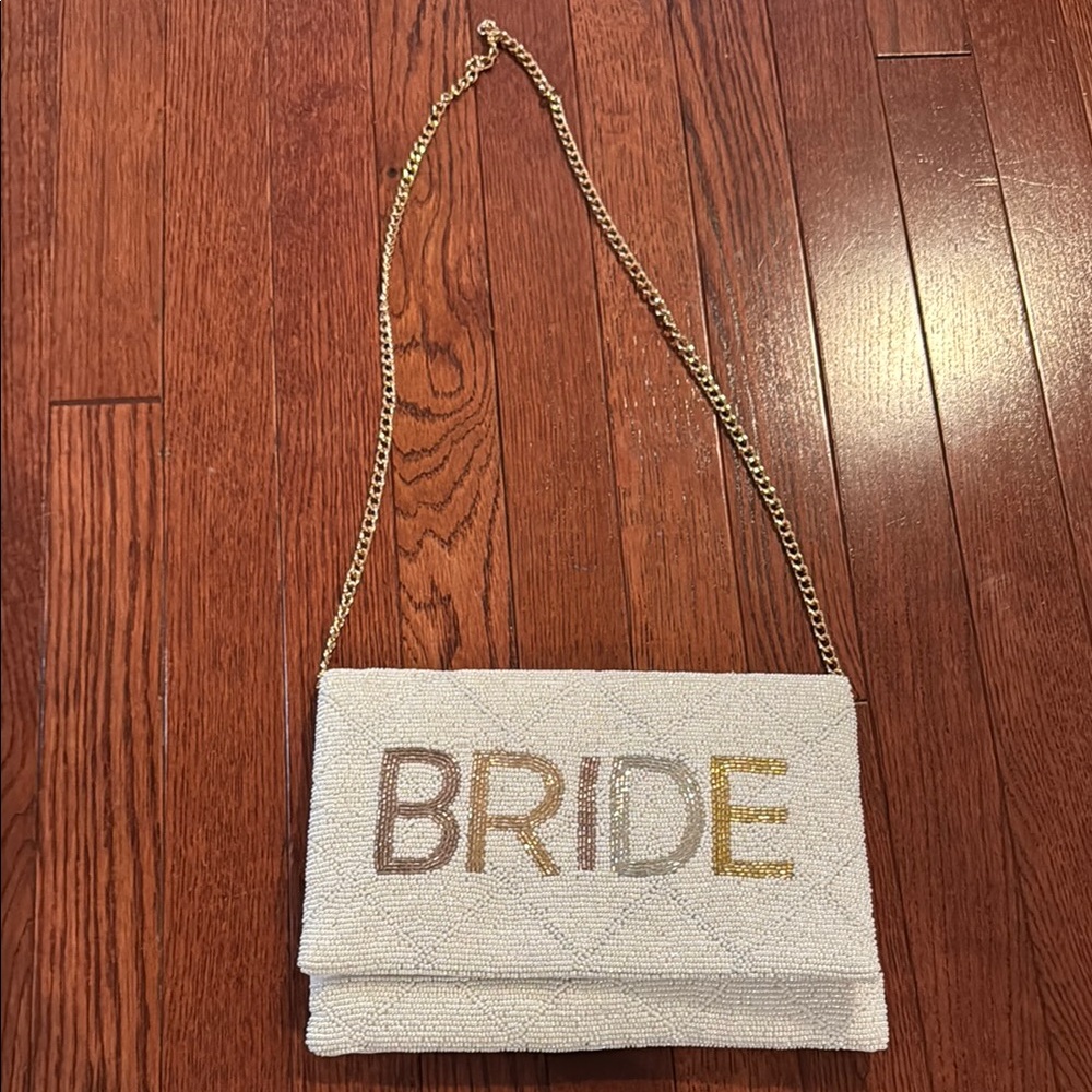 Elegant Beaded Bridal Clutch - Cream and Gold